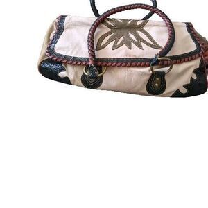 BCBGirls Western Boho Hippie East West Beige Purse Bag Leather Shoulder